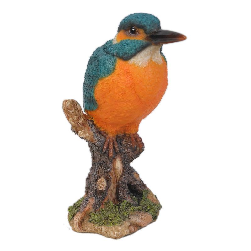 7.5" Polyresin Kingfisher on Stump Statue Blue - Hi-Line Gift
