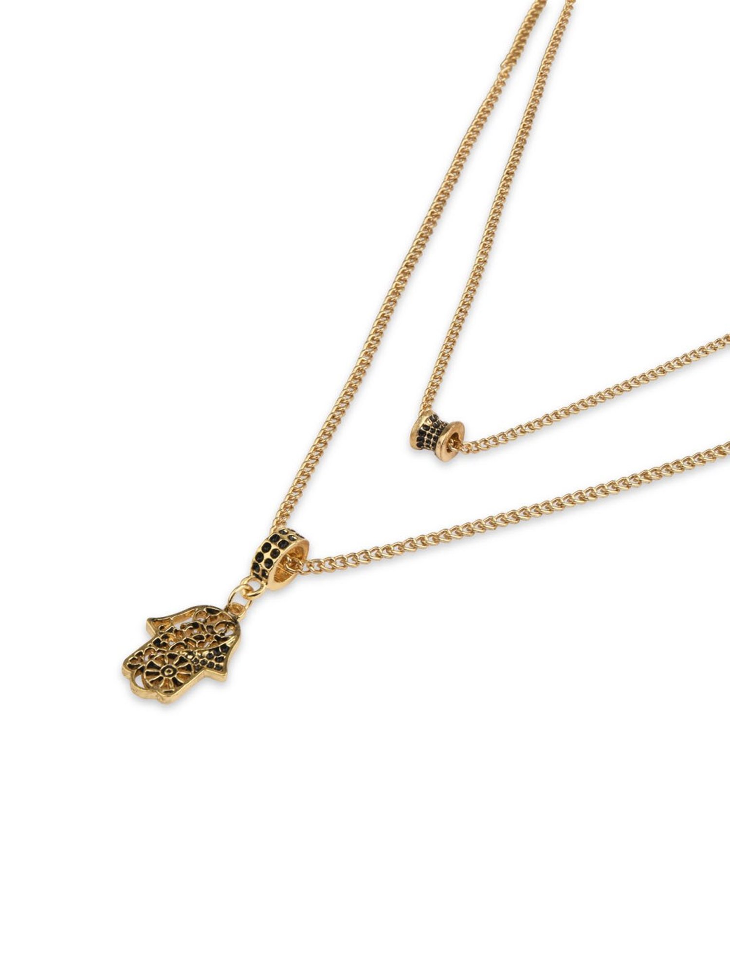 The Bro Code Gold-Plated Double Layer Hamsa Necklace For Men