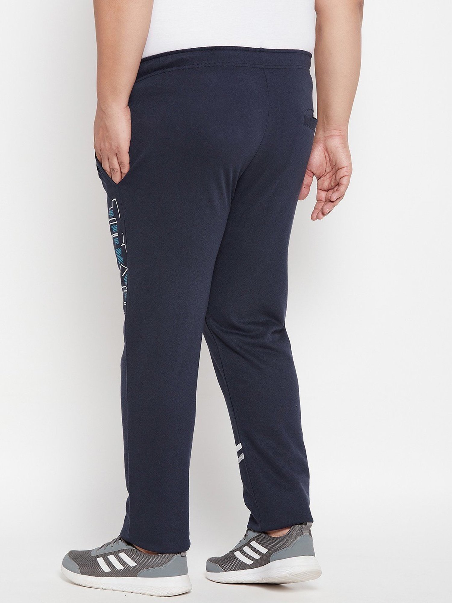 Bigbanana Navy Blue Cotton Regular Fit Printed Trackpants