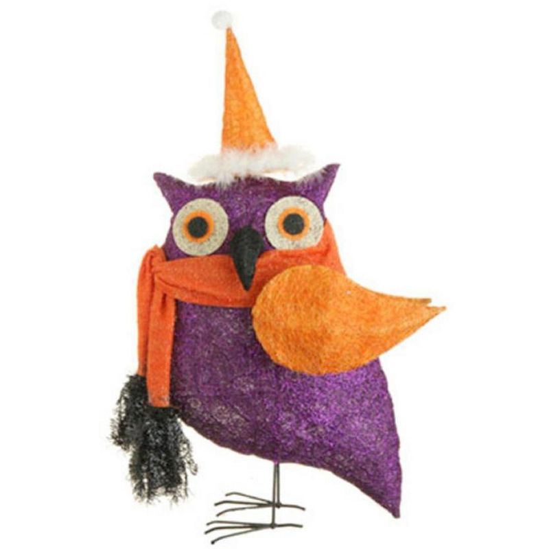 Raz Imports 24" Prelit Glittered Owl Halloween Decoration - Purple/Orange