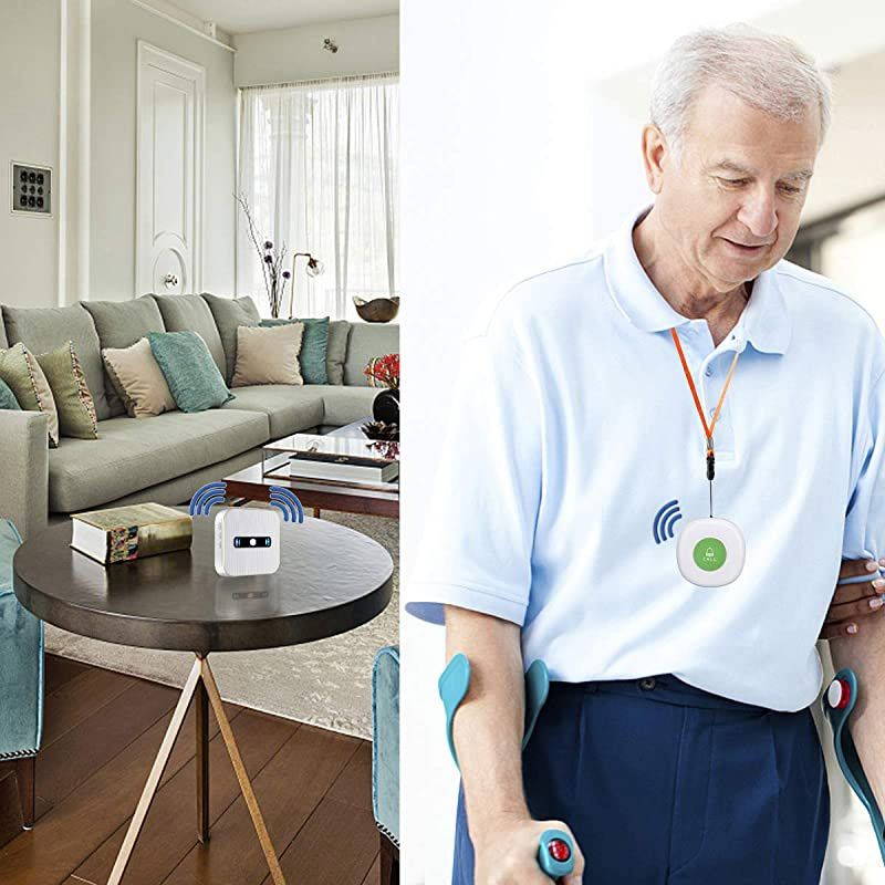 Wireless Caregiver Pagers SOS Call Button for Elderly Patient Seniors Disabilities Personal in Home Nurses Calling Alert System 3 Battery Reciever +2 Call Button
