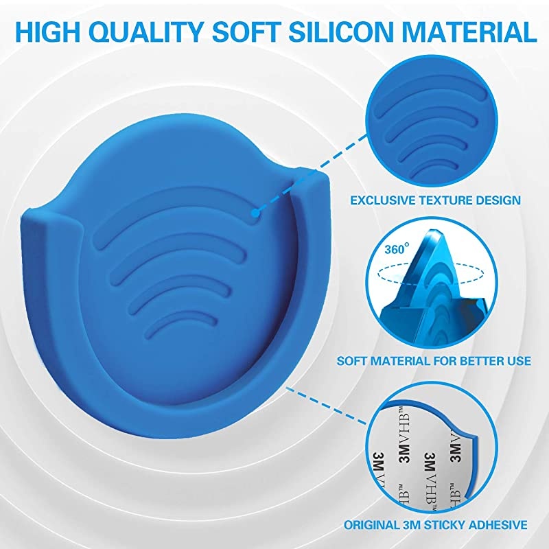 Phone Grip for Socket Holder,  2 Pack Silicone Car Phone Mount Adhesive for Collapsible Grip & Stand with 3M Adhesive Replacement for Car Dashboard, Desk, Wall, Home, Office and More Blue