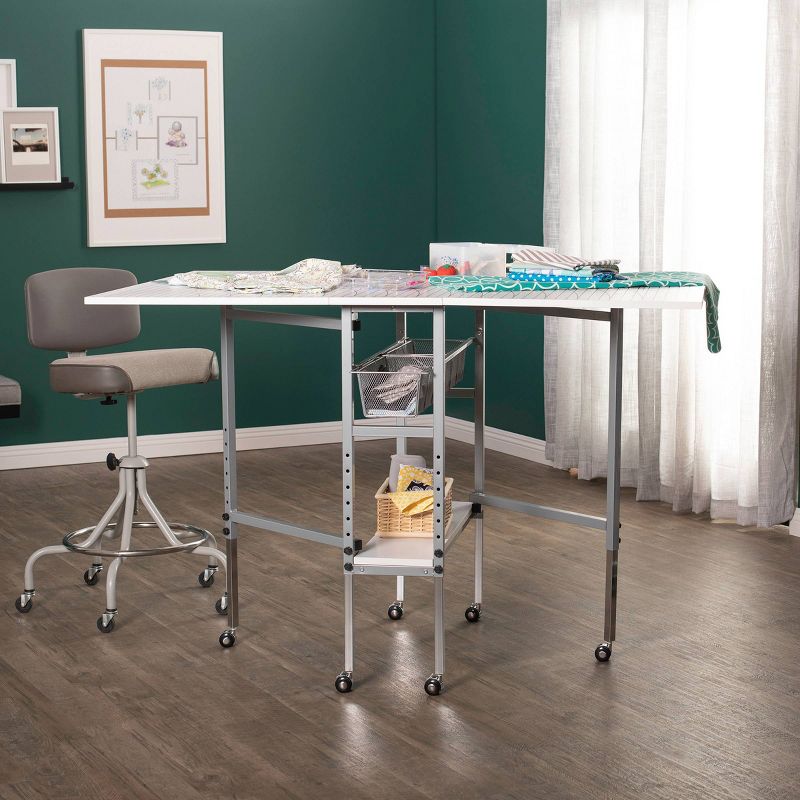 Cutting Table with Grid Silver/White - Sew Ready