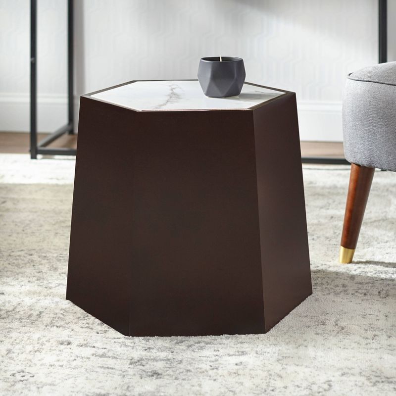 Wallace Hexagonal Side Table Walnut - angelo : Home