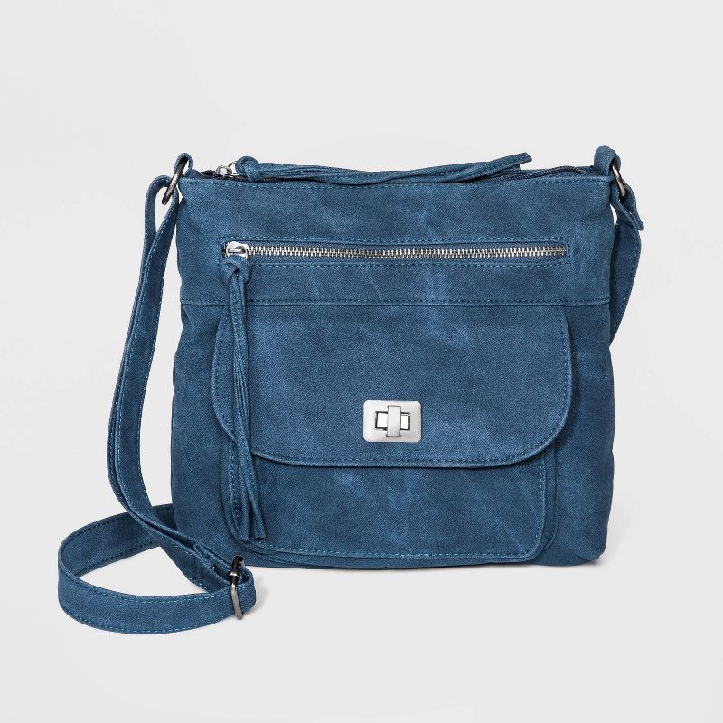 Bueno Zip Closure Crossbody Bag - Denim Blue