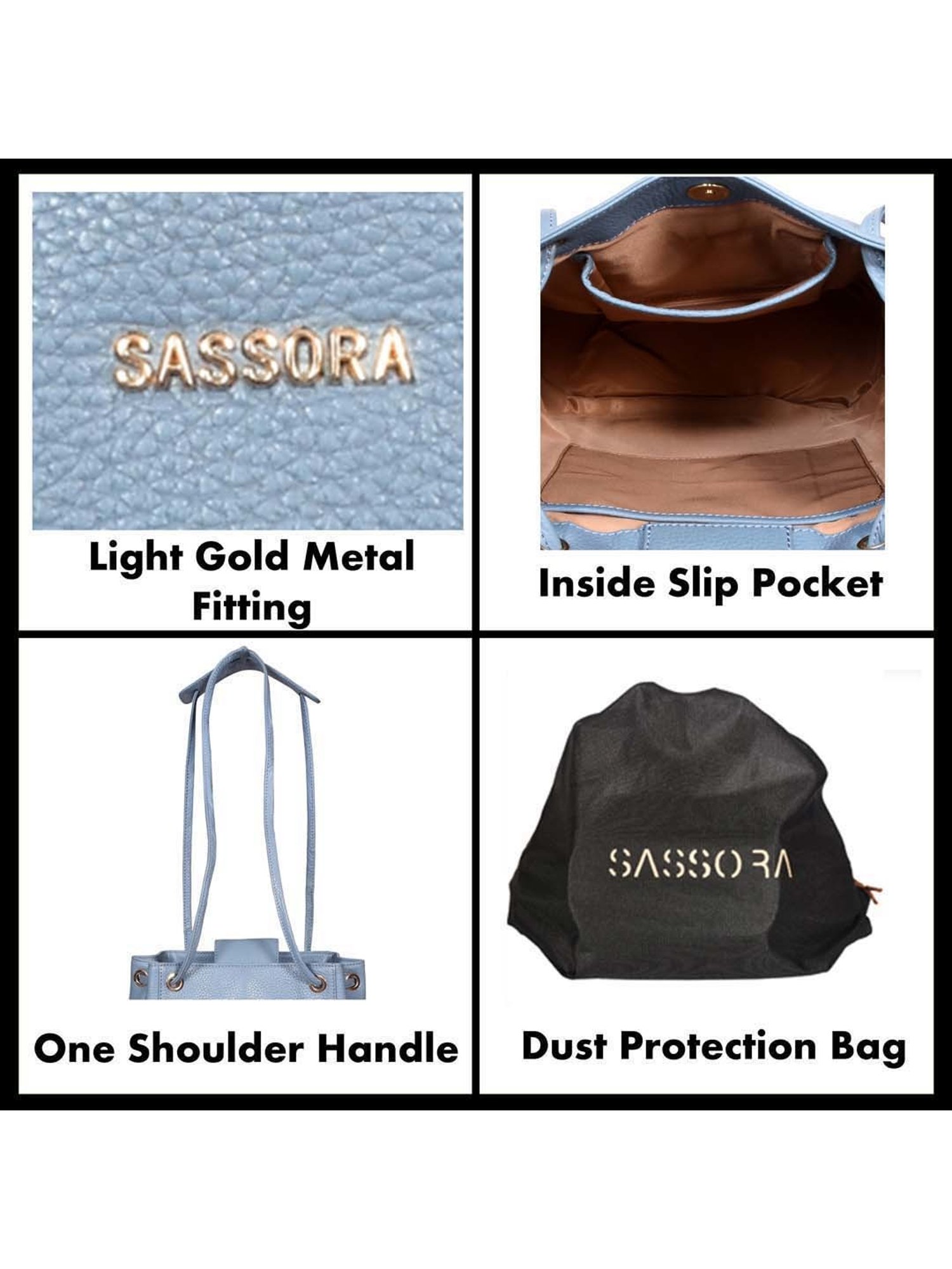 SASSORA Blue Solid Medium Shoulder Bag