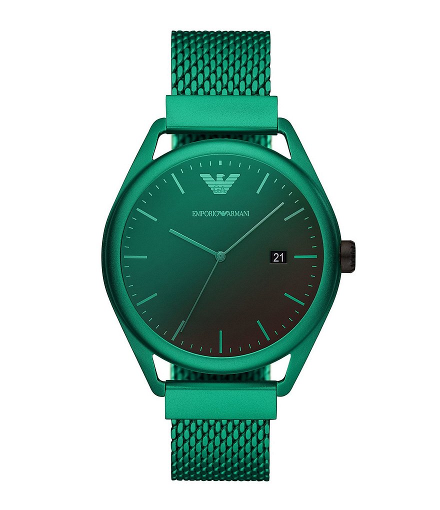 Emporio Armani Men's Three-Hand Date Matte Green Aluminum Watch
