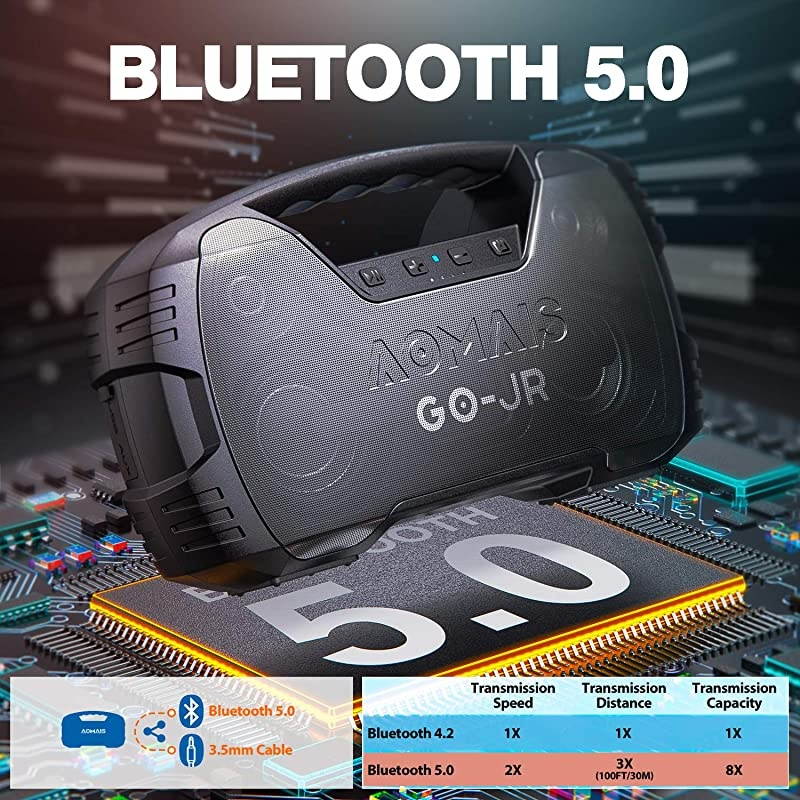 Portable Bluetooth Speaker,  40 Hrs Playtime Outdoor Waterproof Speakers with Lights, 25W Super Stereo Sound and Deep Bass, 100Ft Wireless Bluetooth Range, Built-in Mic, Indoor/Beach Party