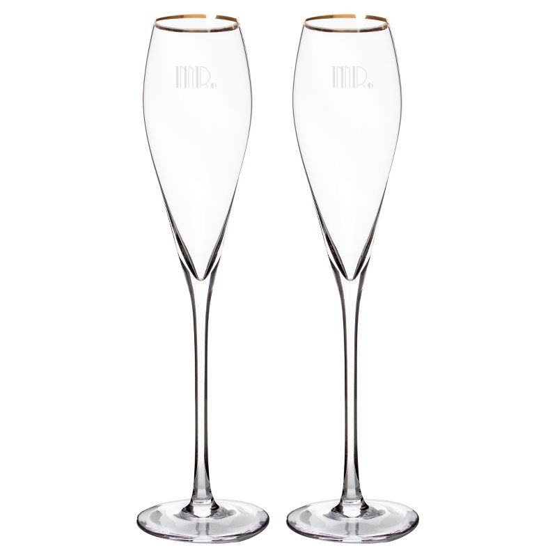 2ct Mr. & Mr. Gatsby Gold Rim Champagne Flutes