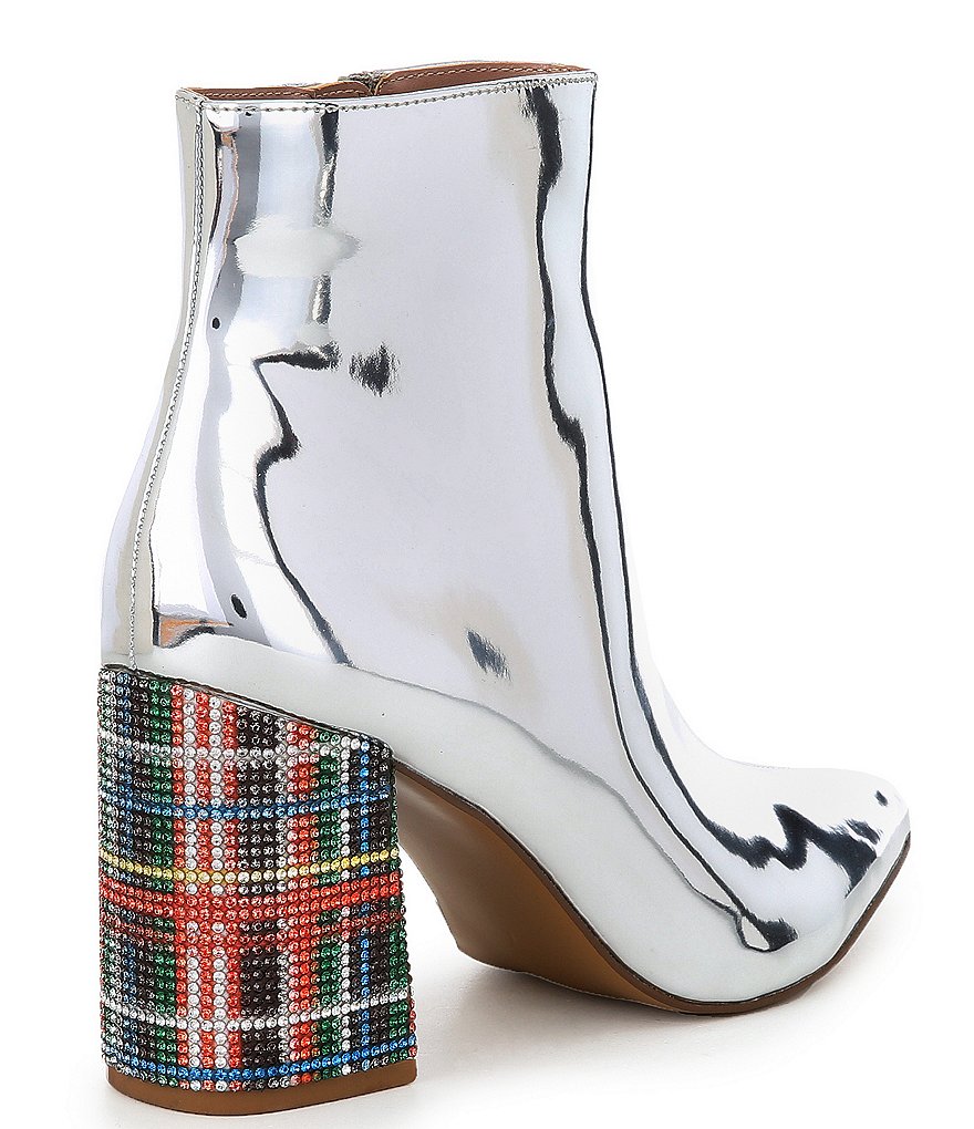 Betsey Johnson Kassie Metallic Embellished Block Heel Pointed Toe Booties