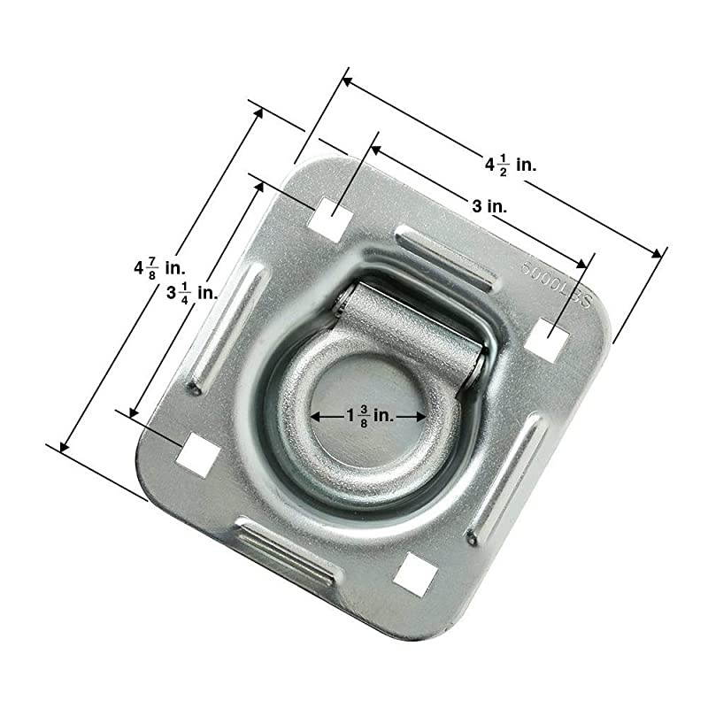 D-Ring 6,000 lb. Cap. Tiedown Anchors w/Backing Plate - 8 Pack