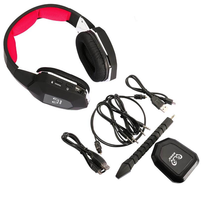 HUHD Professional Original 7.1 Surround Sound 2.4GHz Wireless Optical Fiber Stereo Gaming Headset Headphones for Xbox One PS4 PS3 PC