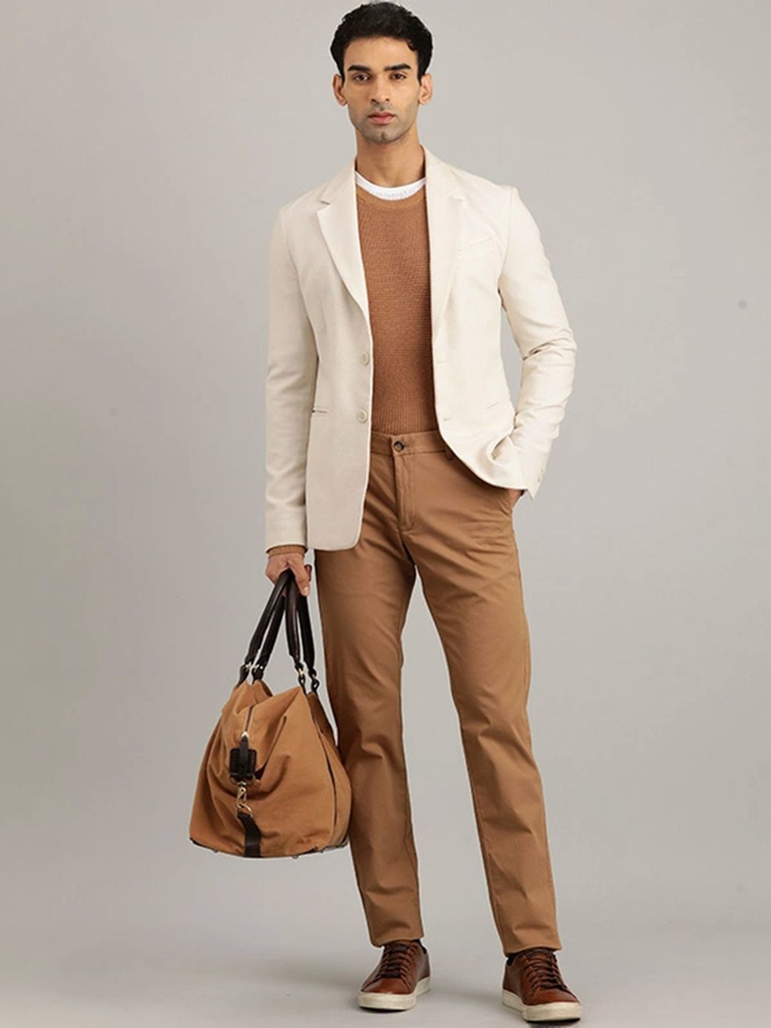 Indian Terrain Tan Slim Fit Trousers