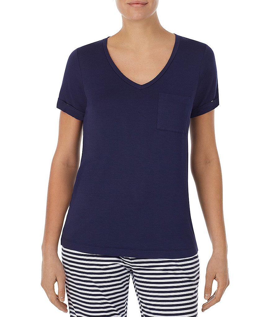 Jane & Bleecker New York Solid V-Neck Knit Sleep Tee