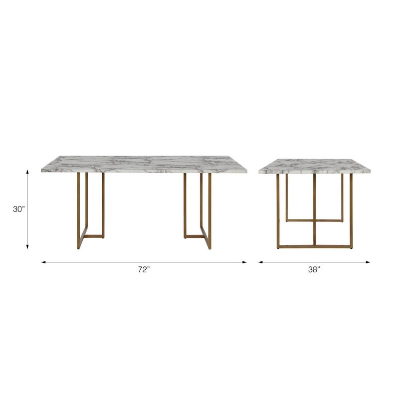 Edith Rectangular Faux Marble Dining Table White/Gold - CosmoLiving by Cosmopolitan