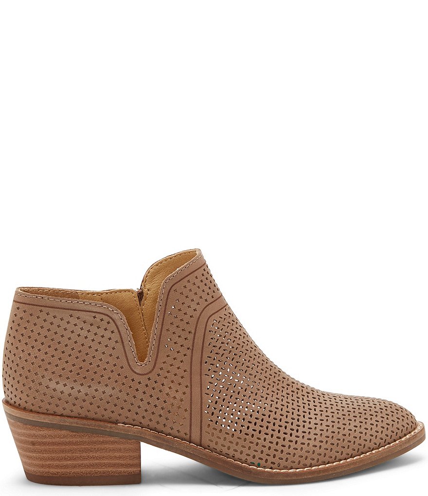 Lucky Brand Feyan Perforated Leather Block Heel Booties