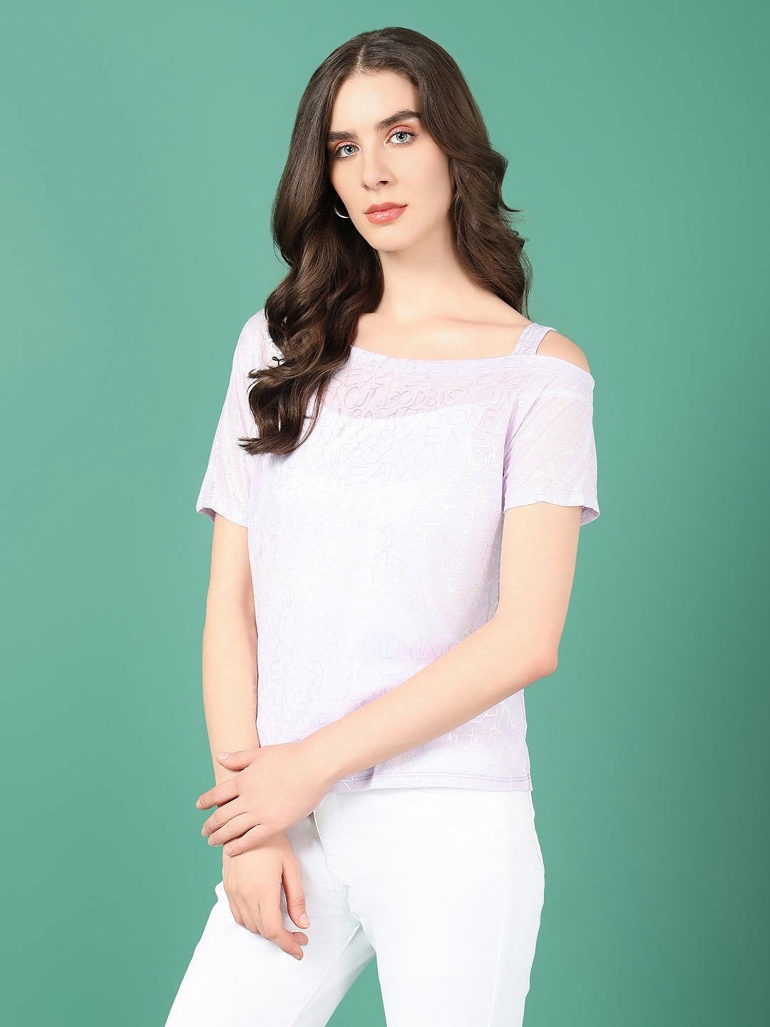 SHOWOFF Lavender Printed Top