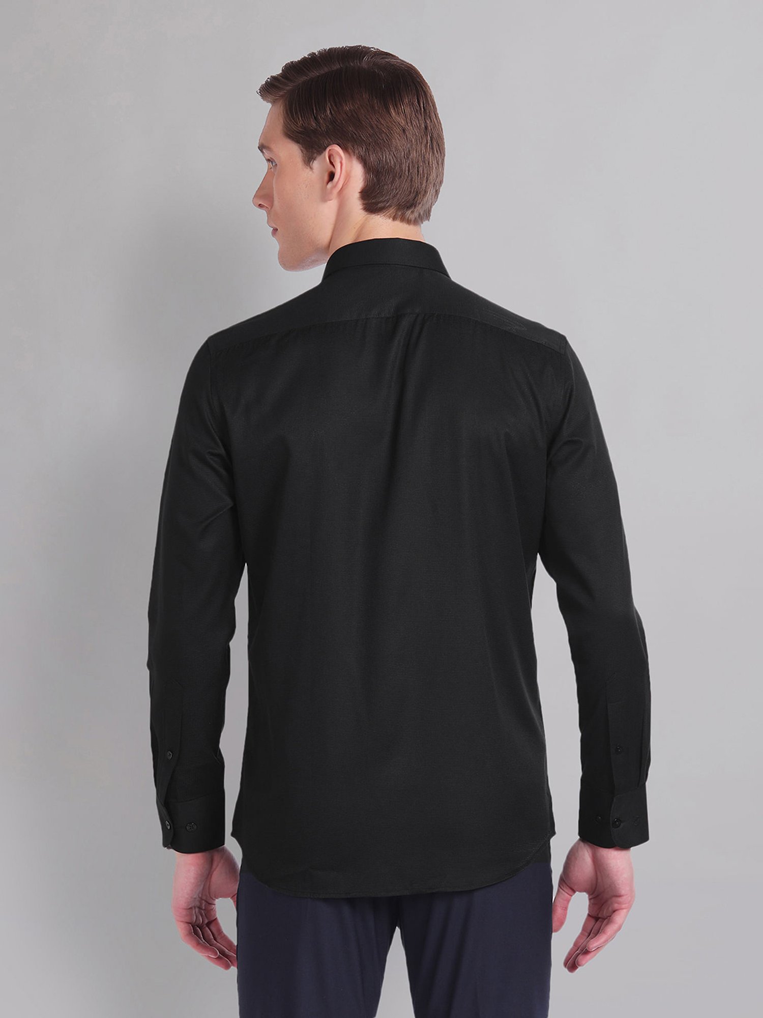 AD by Arvind Black Regular Fit Textured Shirt