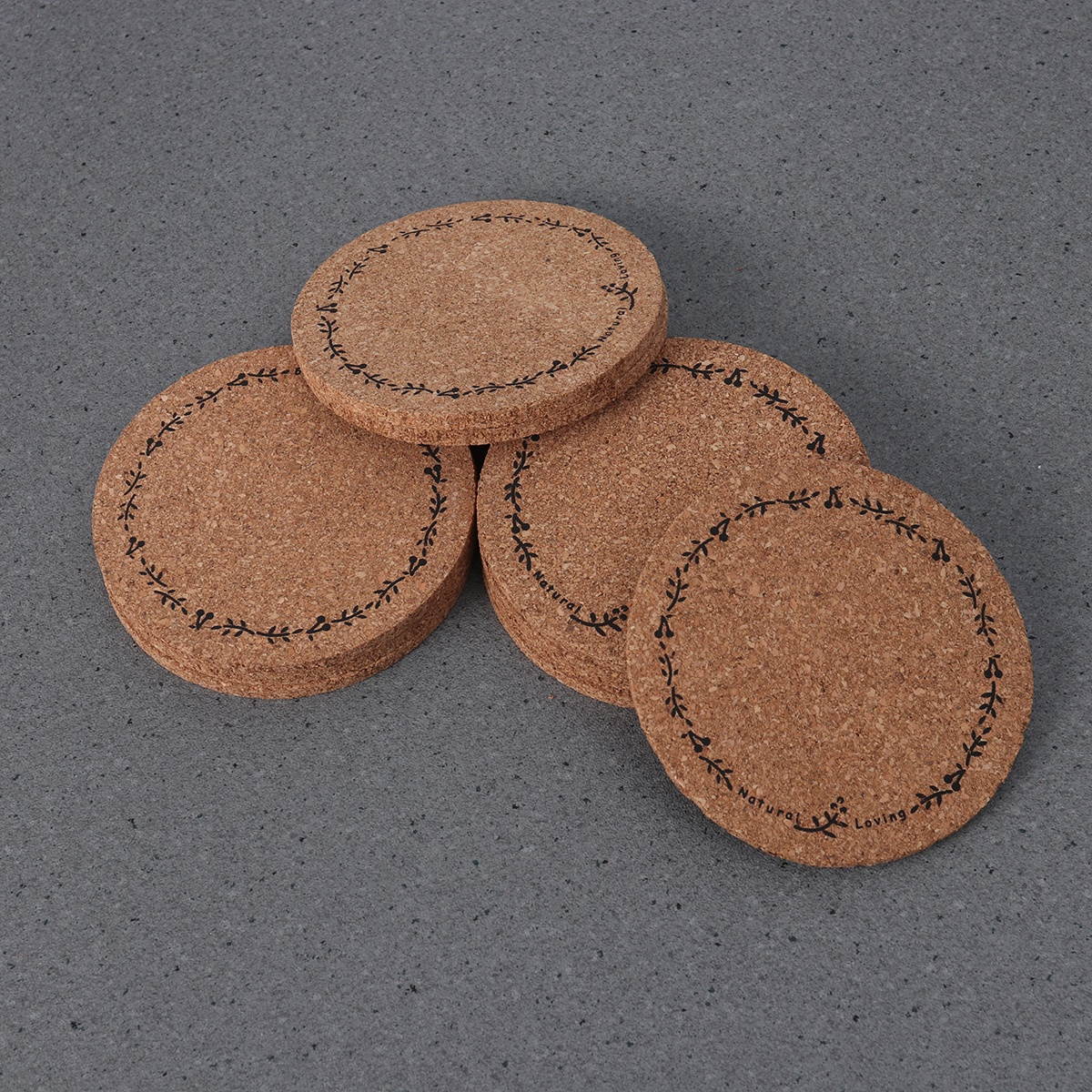 10PCS 10CM Cork Table Mat Heat-Resistant Round Coaster for Cup Glass Tableware - Flower (S)