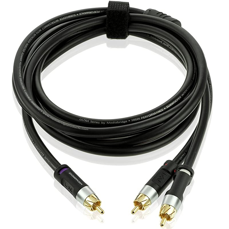 Ultra Series RCA YAdapter 8 Feet 1Male to 2Male for Digital Audio or Subwoofer Dual Shielded with RCA to RCA GoldPlated Connectors Black Part CYA1M2M8B