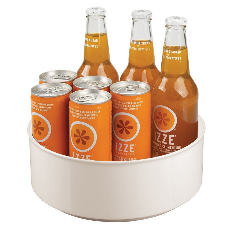 mDesign Plastic Round Lazy Susan Rotating Storage Turntable, 2 Pack - Cream