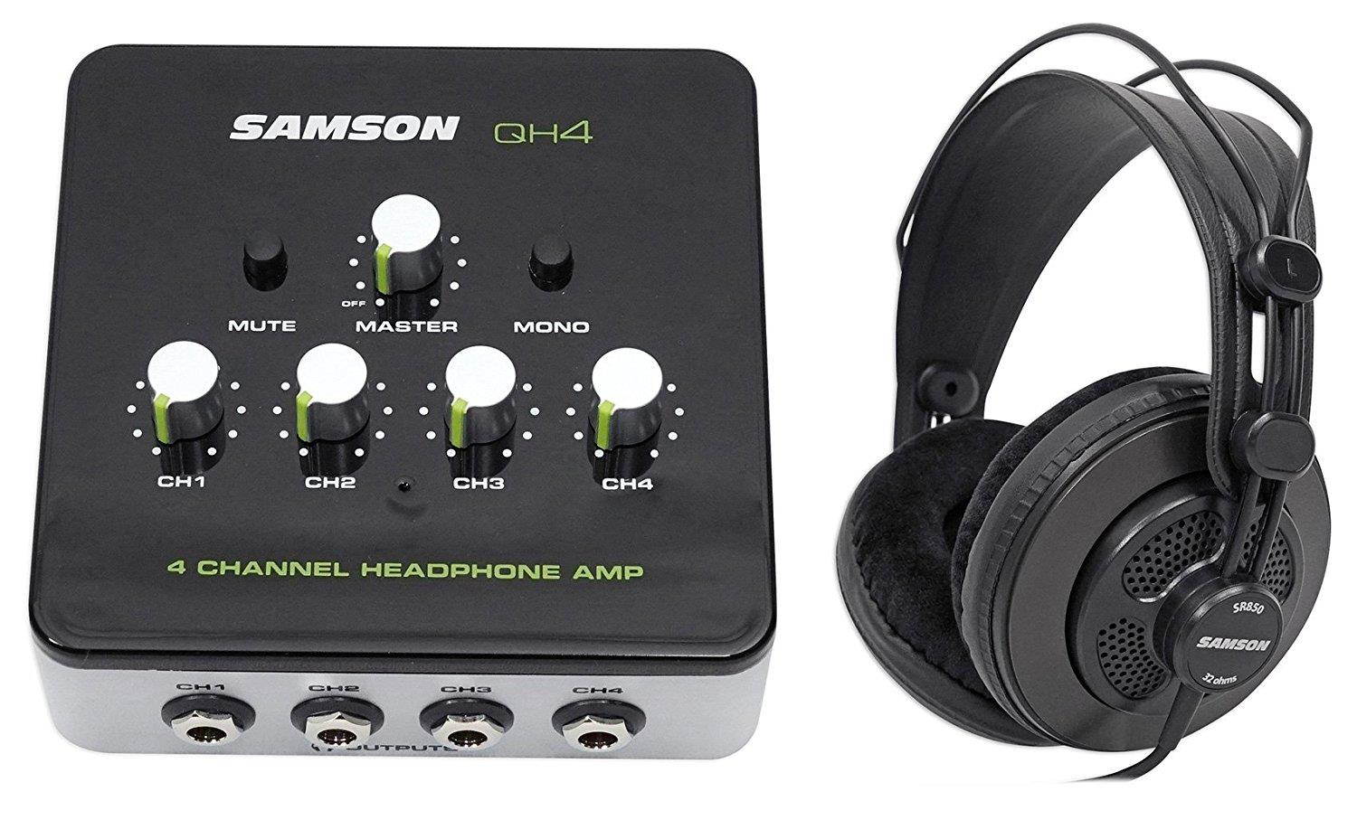 SAMSON QH4 4_Ch Stereo DJ Studio Monitoring Headphone Amplifier Amp Headphones