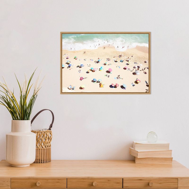 23" x 16" Seaside 1 Beach by Carina Okula Framed Canvas Wall Art - Amanti Art