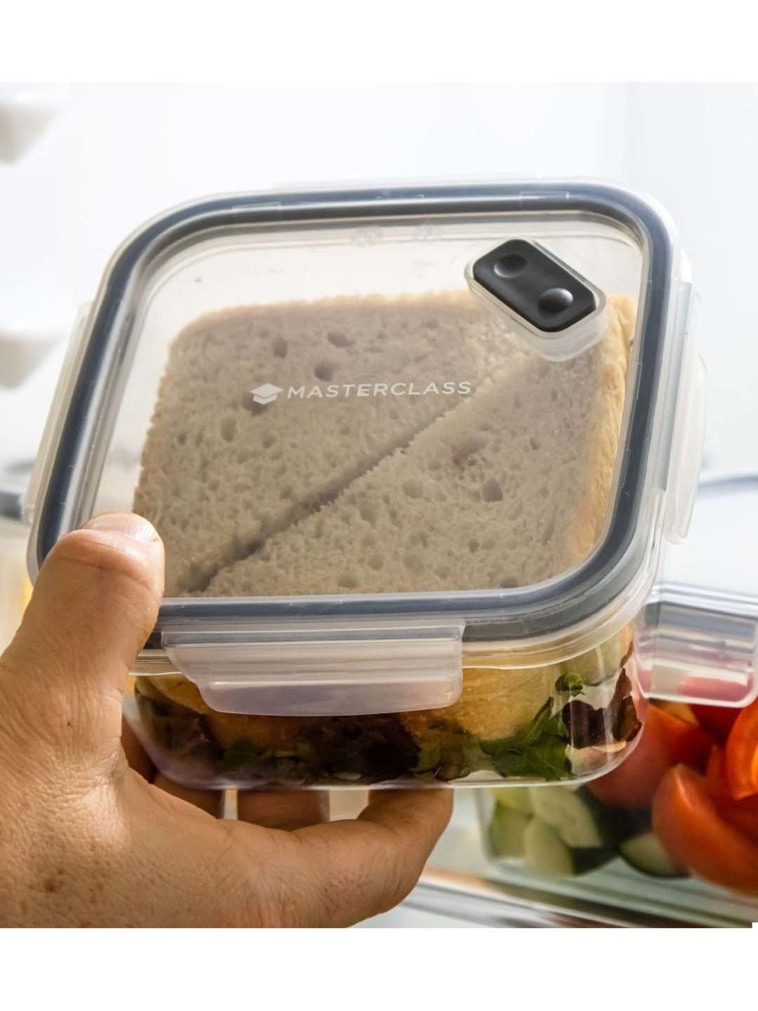 MasterClass Transparent Plastic Square Food Storage Container (0.8 L)