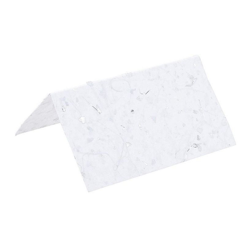 Sustainable Greetings 60-Pack Silver Flecks Handmade Blank Seating Tent Table Number Signs Place Cards, 2 x 3.5 in