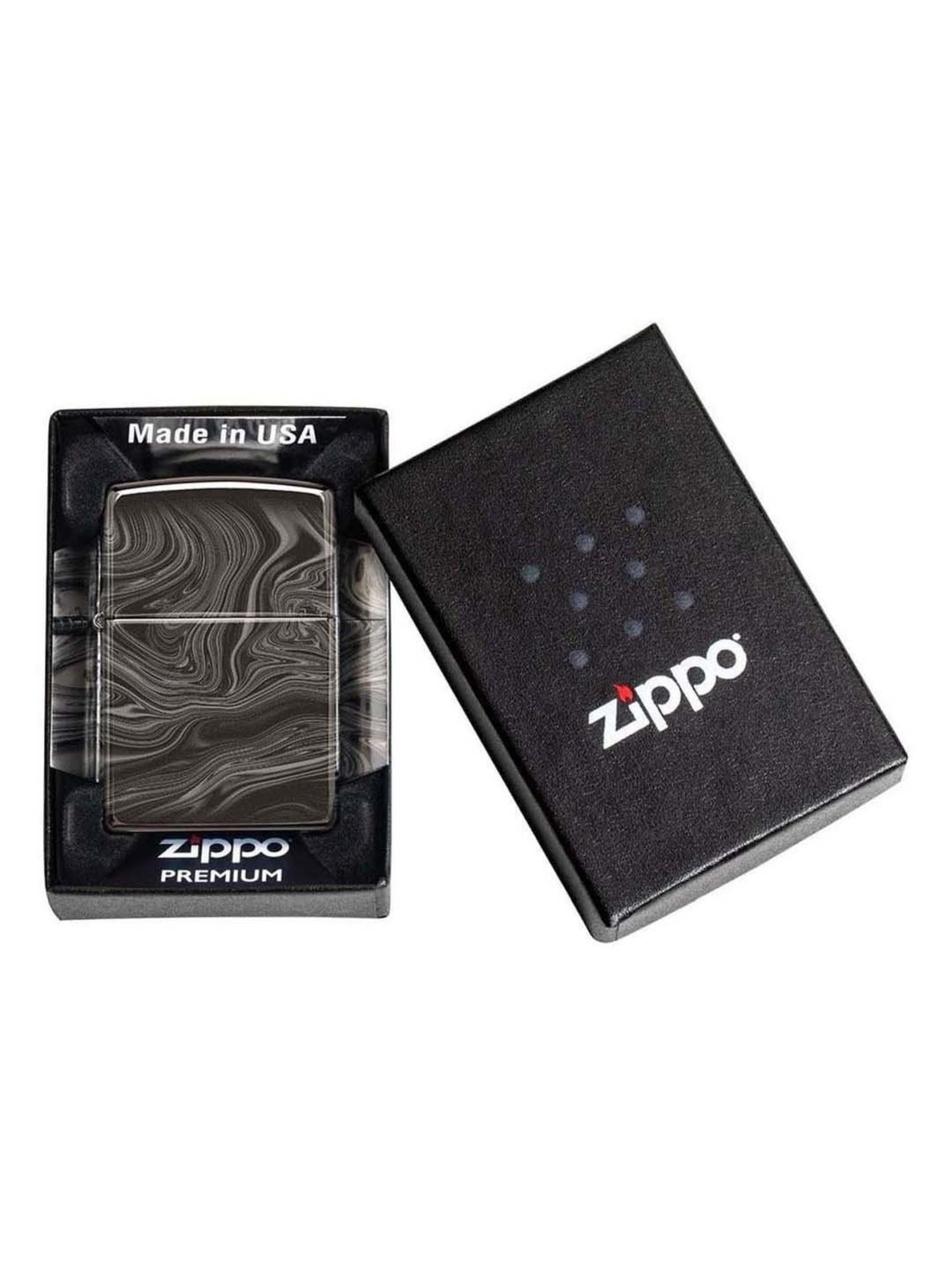 Zippo Black Brass Marble Design Windproof Pocket Lighter