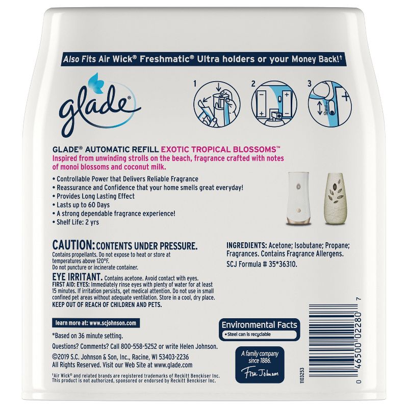 Glade Lg Auto Air Freshner - Tropical Blossoms - 2ct