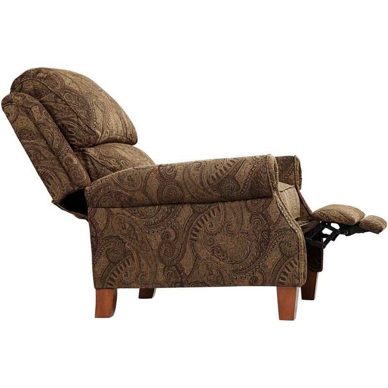 Kensington Hill Beaumont Warm Brown Paisley Push-Thru Arm 3-Way Recliner