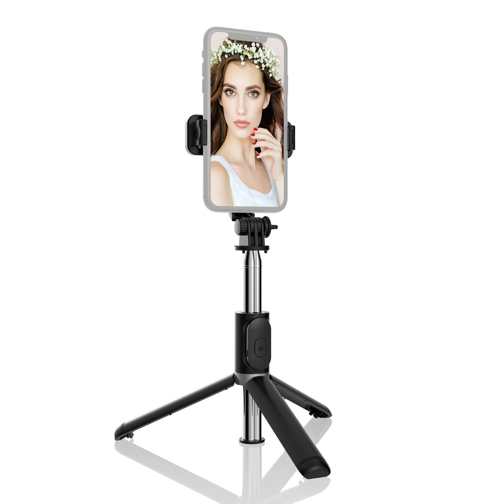 Multifunctional Wireless BT Selfie Stick Portable Extendable Tripod Stand with 103cm Max. Length Remote Control for Vlog Video Shooting Group Photo Selfies Live Stream