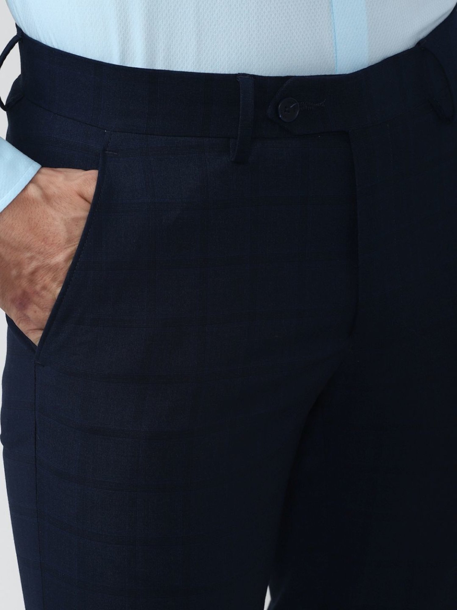 Peter England Elite Navy Slim Fit Trousers