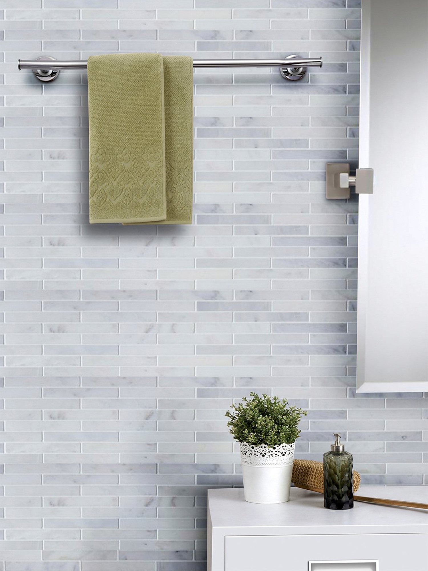 Maspar Green 550 GSM Cotton Hand Towel - Set of 2