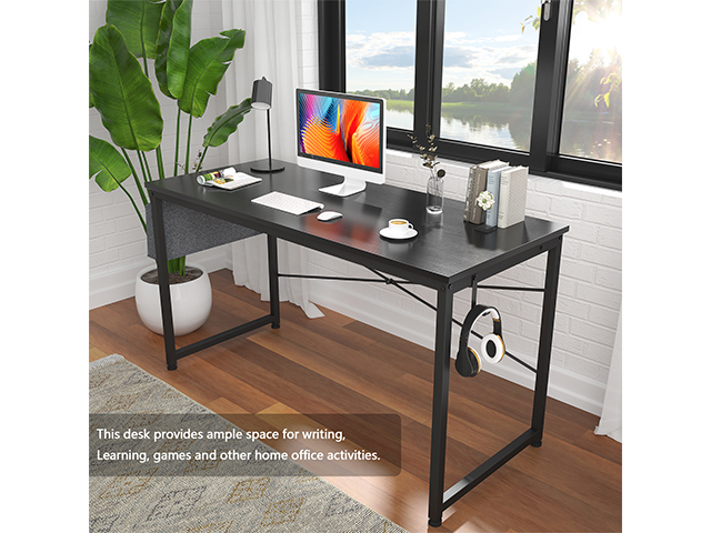 Computer Desk 47 inch Home Office Writing Study Desk, Modern Simple Style Laptop Table with Storage Bag,Rustic Black,GT104