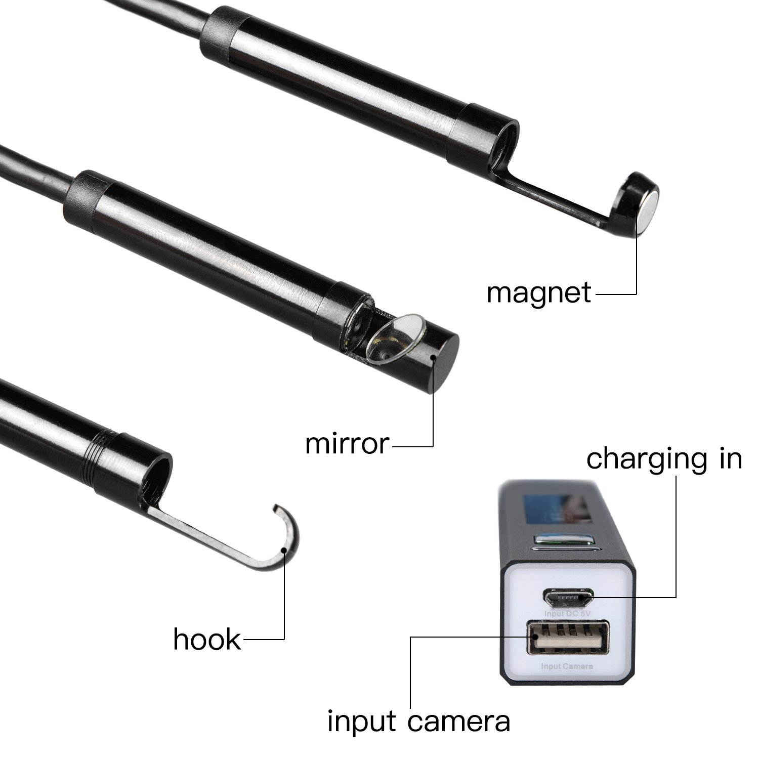 WiFi Endoscope 1200P Wireless IP68 Waterproof Borescope HD Inspection Camera 5M Semi-Rigid Endoscope with 8 Adjustable LED Lights Compatible with iPhone Android Phone Computer (16.40 ft)