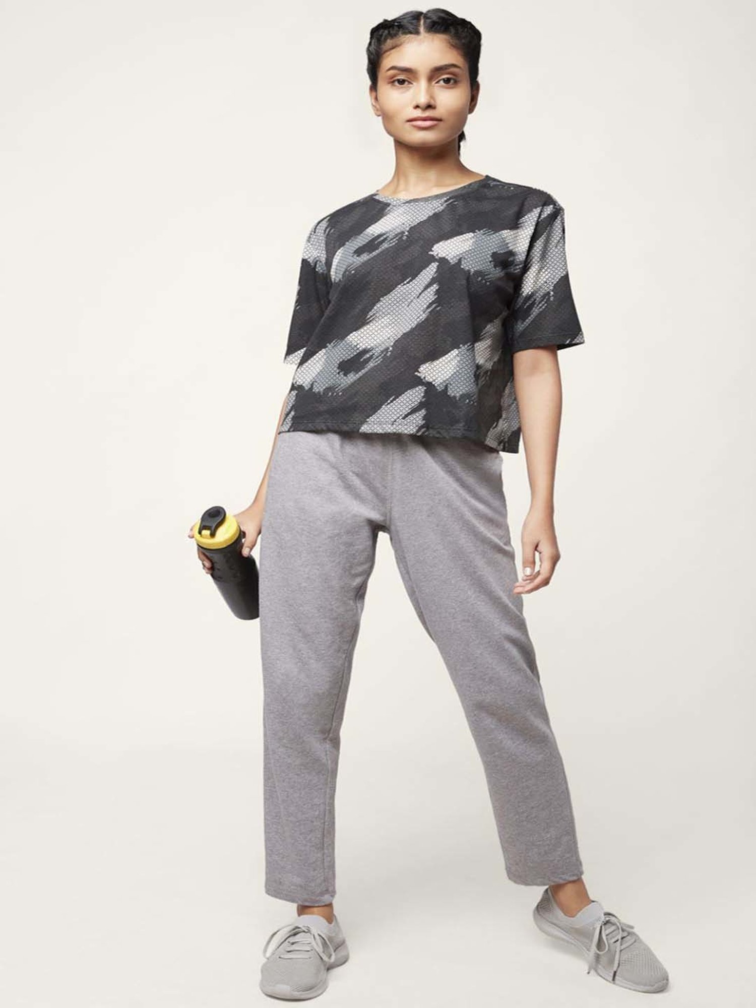 Ajile by Pantaloons Grey Cotton Printed Sports Top