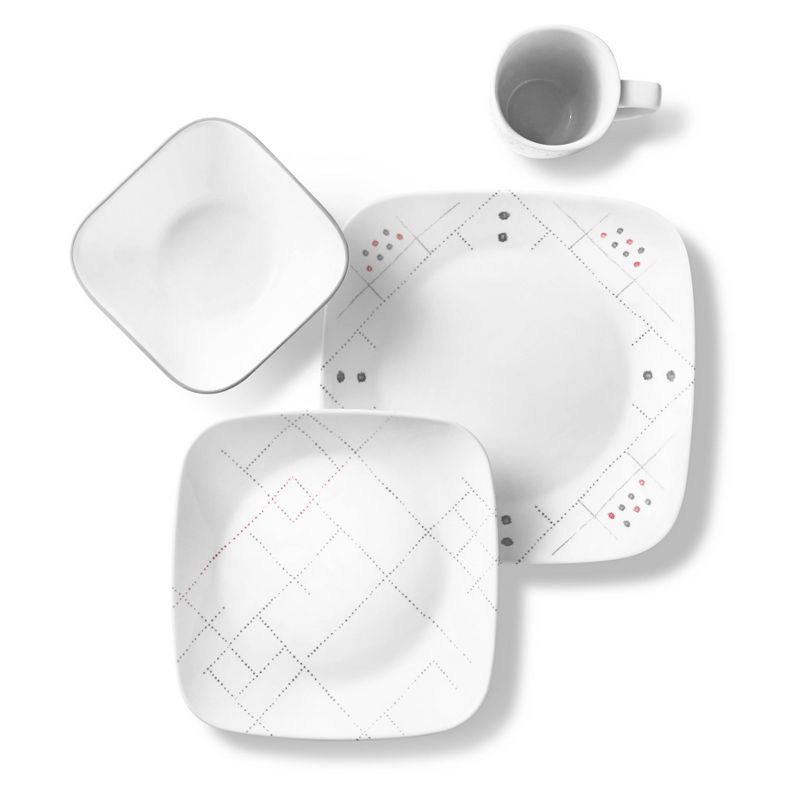 Corelle Studio 16pc Glass Square Raya Dinnerware Set