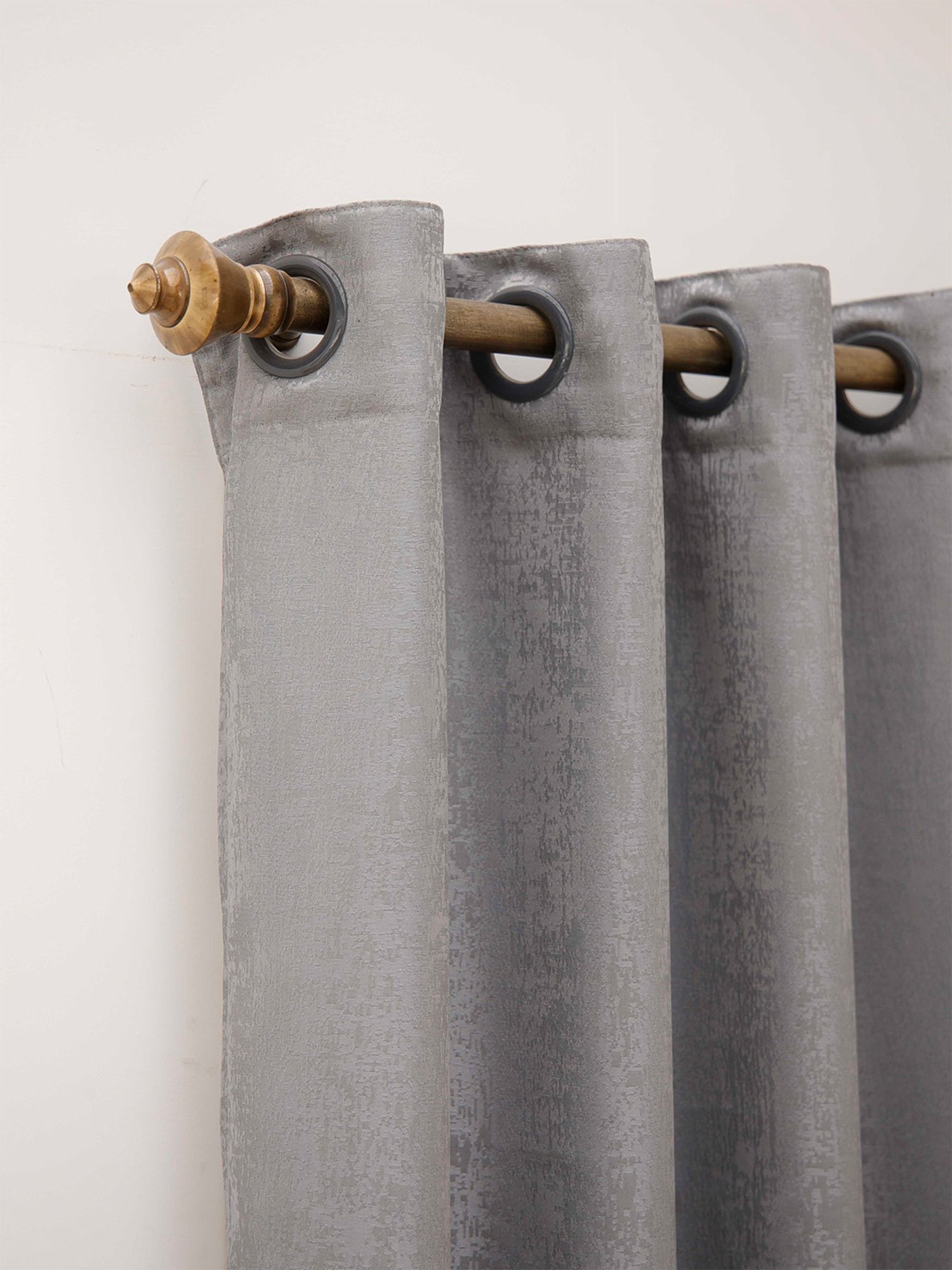 Ariana Textured Grey Polyester 5 ft Window Curtain