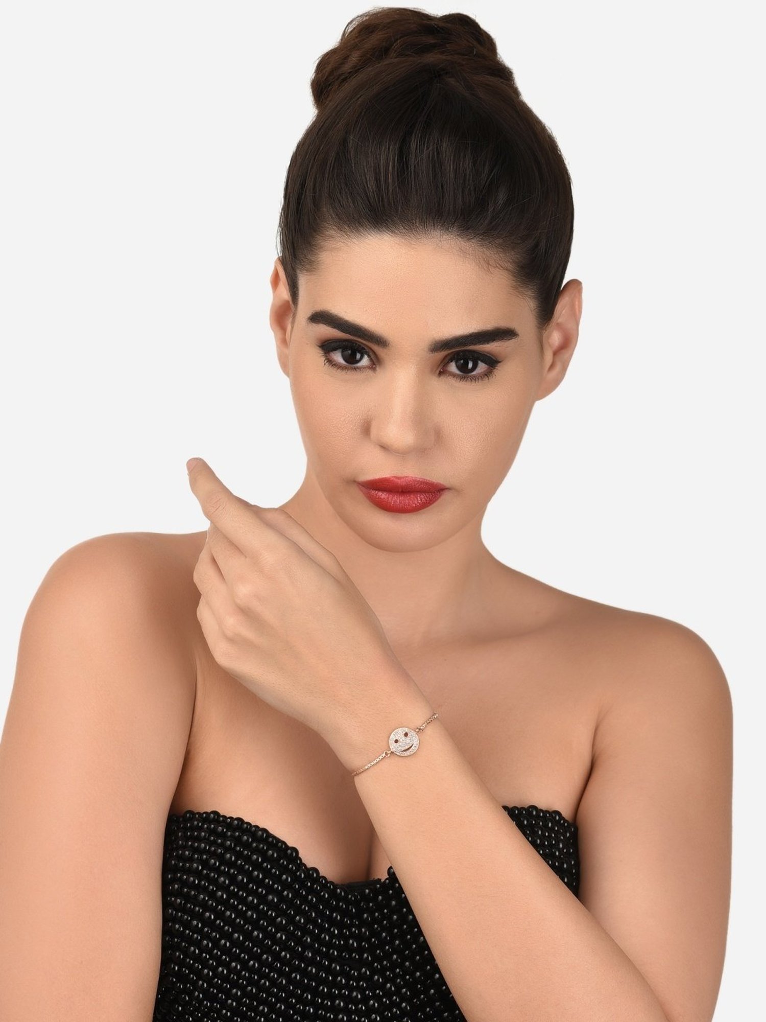 Zaveri Pearls Set of 2 Rose Gold Cubic Zirconia Drawstring Bracelets - ZPFK13392