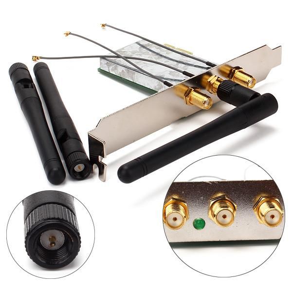 Desktop PC Wireless Adapter Card With 3 Antennas Mini PCI-E To PCI-E
