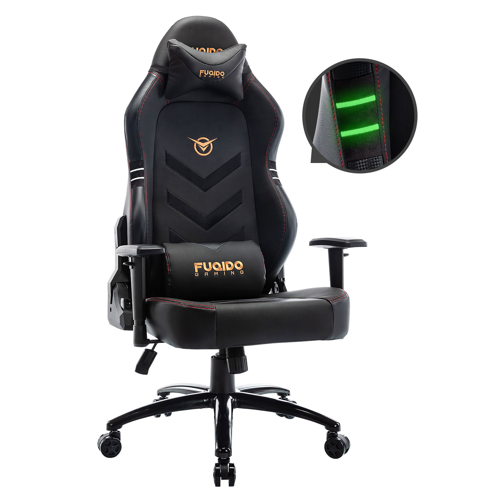 COLAMY Gaming Chair, Big & Tall Computer Chair Fluorescent Racing Style Desk Office Chair Wide Seat Height Adjustment Swivel Task Chair with Headrest and Lumbar Support(Black/Grey/Red/Blue/White/Pink)