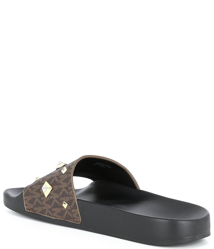 MICHAEL Michael Kors Gilmore Logo Print Studded Slides