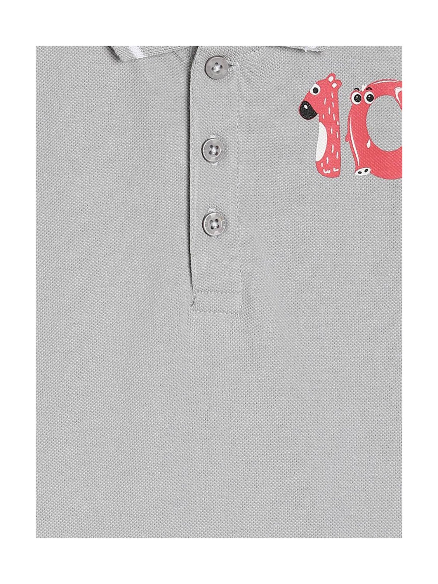 MINIKLUB Kids Grey Solid Polo T-Shirt
