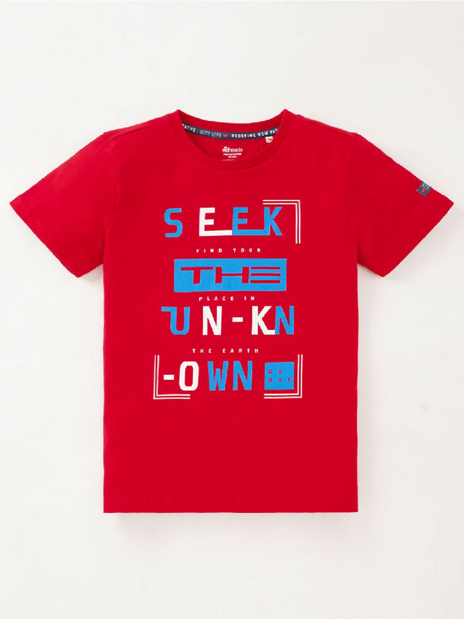 Edheads Kids Red Cotton Printed T-Shirt