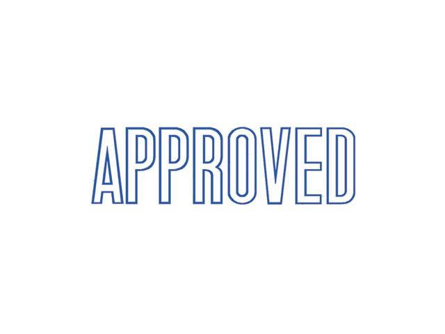 Xstamper ECO-GREEN 1008 Title Message Stamp, APPROVED, Pre-Inked/Re-Inkable, Blue
