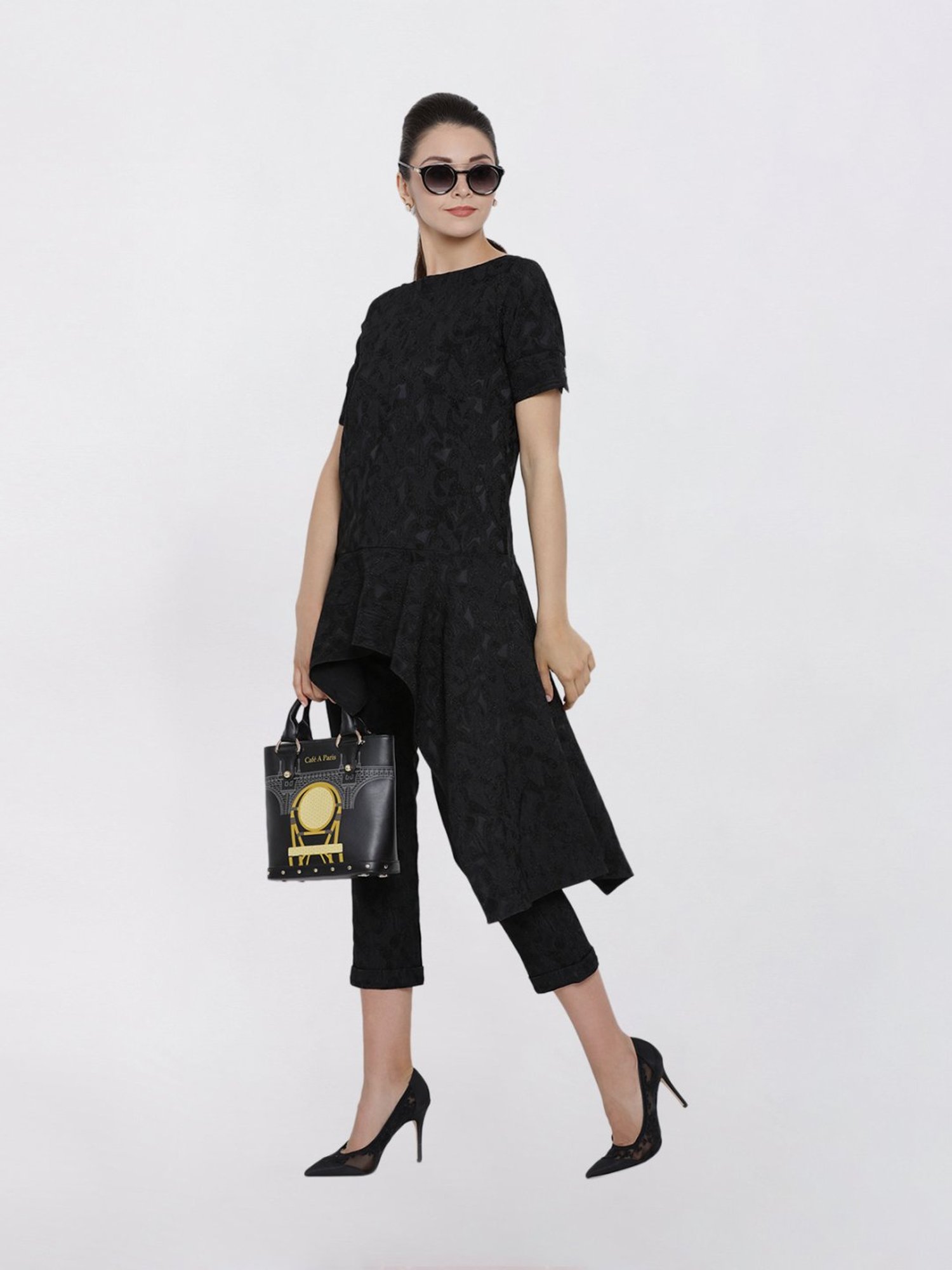 Office & You Black Straight Pant With Turnup