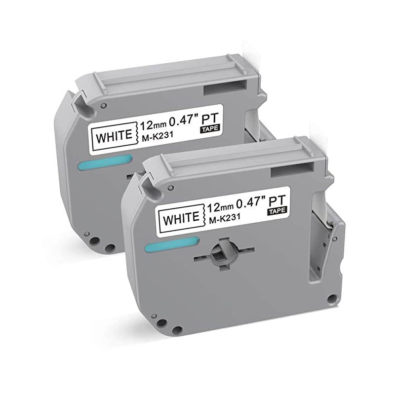 Compatible Label Tape Replacement for Brother Touch M Tape MK231 M-K231 M-231 Work with Brother Ptouch PT-M95 PT-90 PT-70 PT-65 PT-70SR 1/2 Inch x 26.2 Feet(12mm x 8m), Black on White, 4-Pack