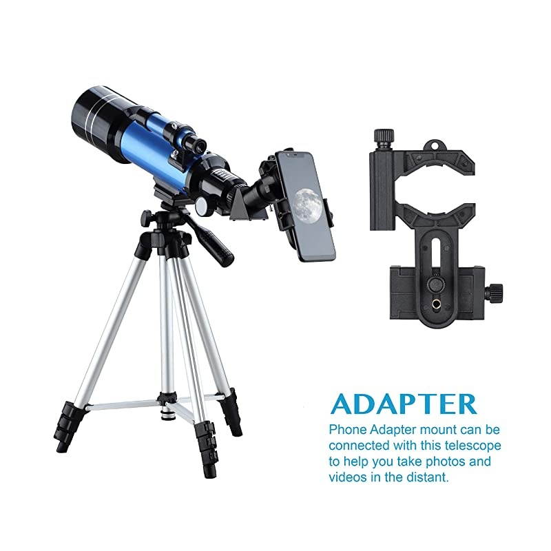 Telescopes for Adults Astronomy Beginners 70mm400mm Kids Telescope with Phone Adapter Tripod Finderscope ErectImage Diagonal and Moon Filter
